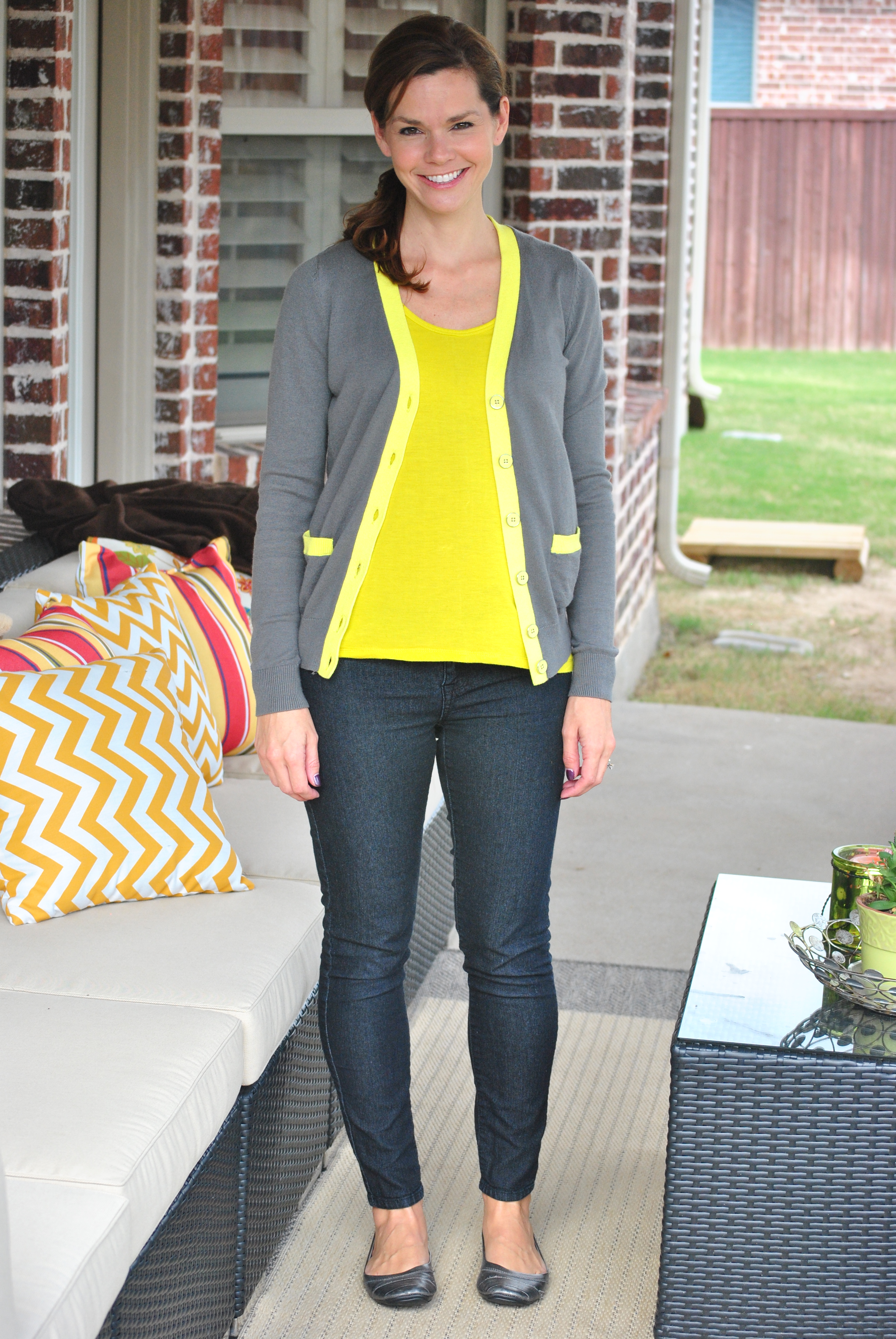 Yellow Trimmed Grey Cardigan | Get Your Pretty On