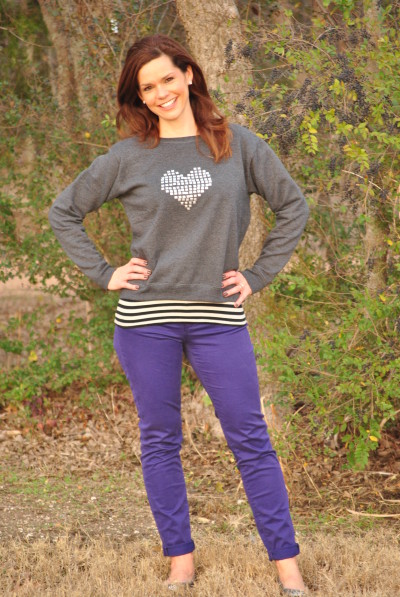 DIY Heart Studded Sweatshirt