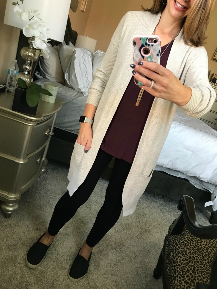 shirt under cardigan